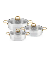 سرویس تابه 6 پارچه استیل دو دسته لایف اسمایل مدلLIFEP12 SHR6 در سایز(24و 28و 32) gallery2