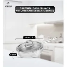 ماهیتابه تک دسته استیل لایف اسمایل مدلLIFEP12FRY - 24SILVR gallery1