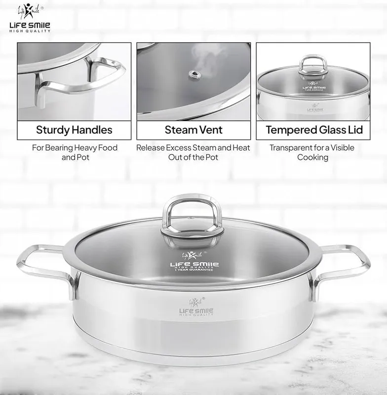ست قابلمه 10 پارچه , LIFE-SMILE ,LIFEP12-10SILVER, استیل ضد زنگ با کف القایی gallery2