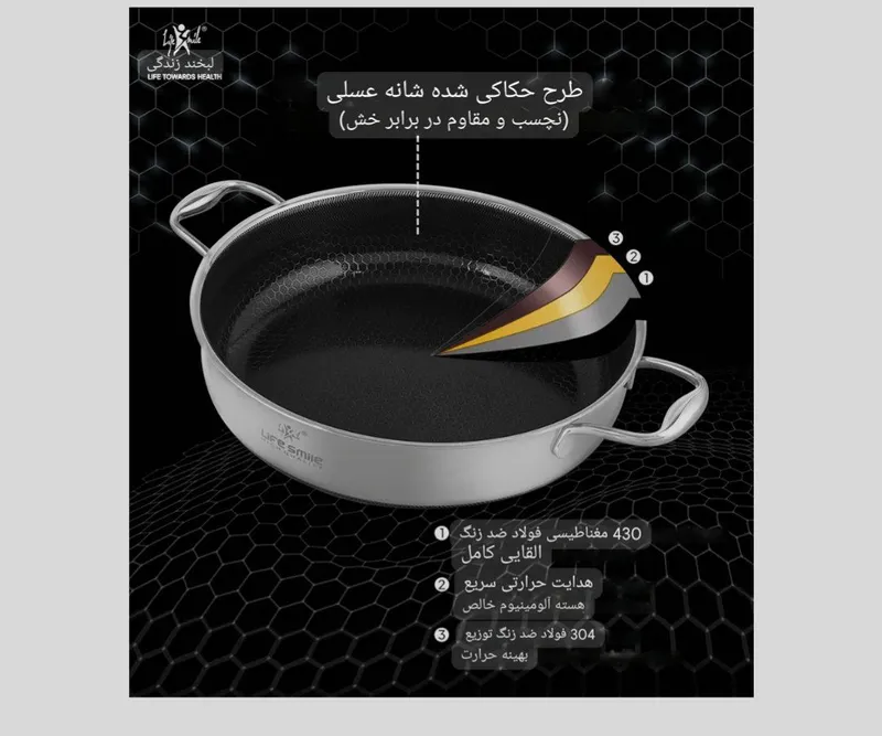 سرویس قابلمه استیل 10پارچه کف لیزرى لایف اسمایل(اﺻل) gallery2