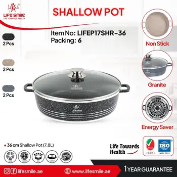 تابه دو دسته گرانیتی لایف اسمایل مدل P17 سایز 36